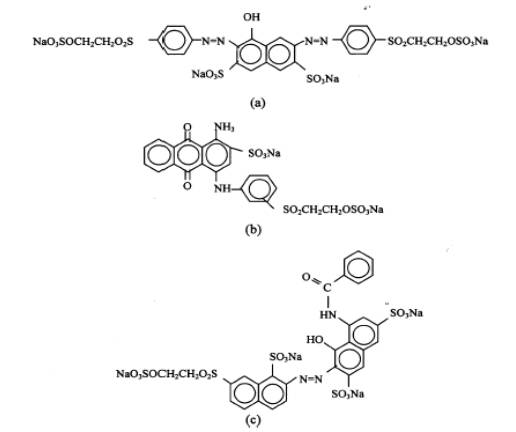 活性染料Remazol黑B (a) Remazol艷藍(lán)(B)和Remazol艷紅f3b9 (c)的結(jié)構(gòu)